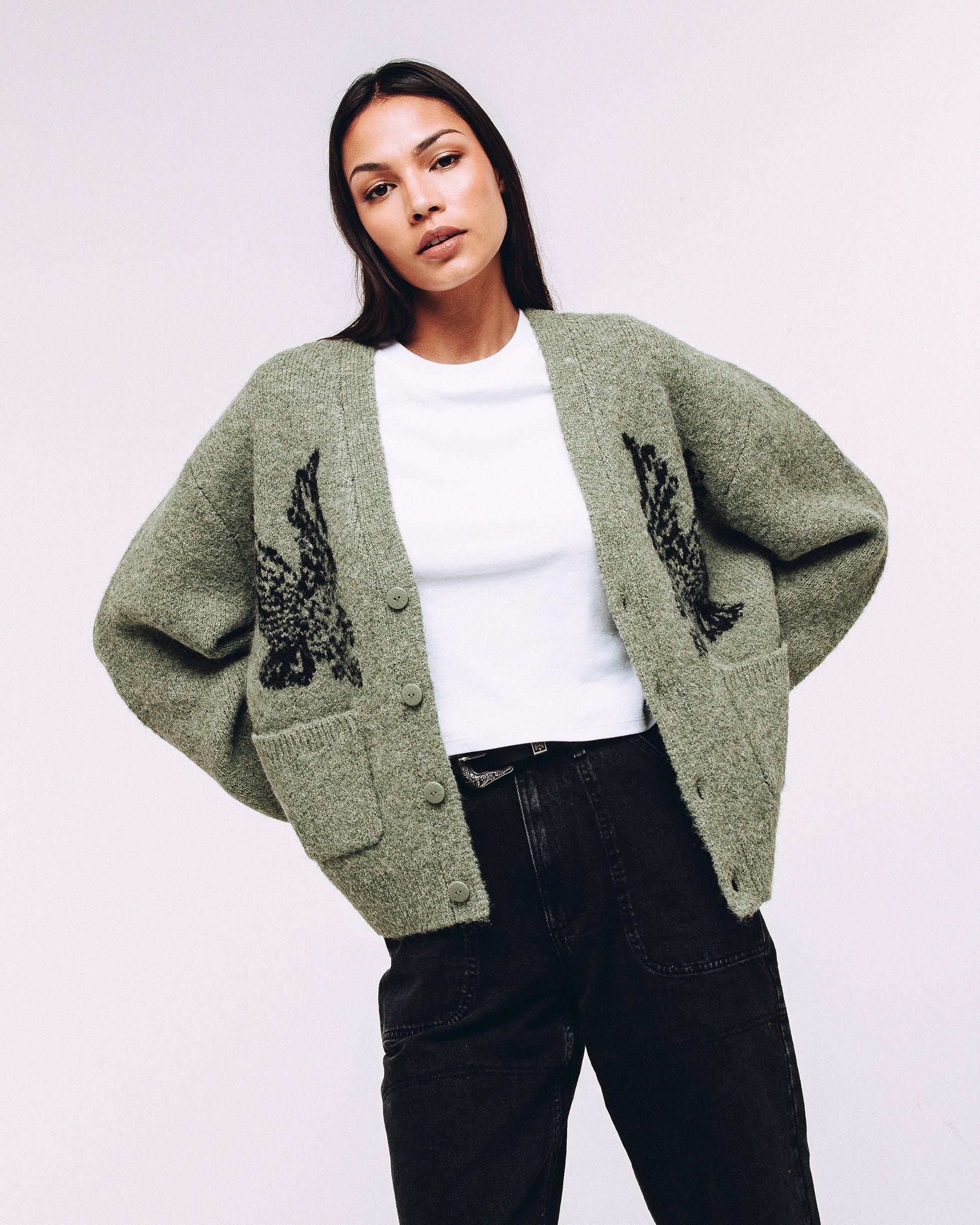 Nelson Brushed Cardigan - Sage - Image 8