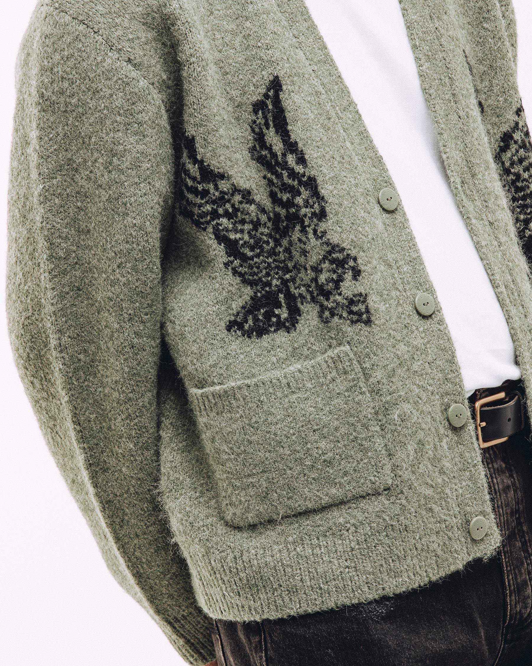 Nelson Brushed Cardigan - Sage - Image 9