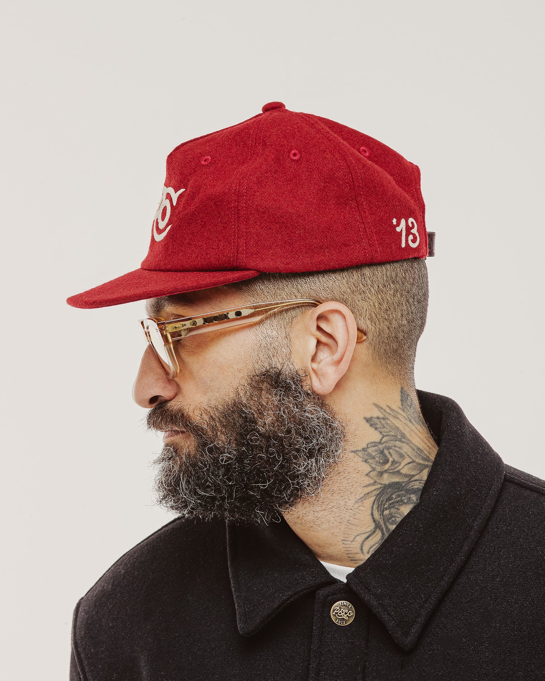 P&Co Classic Wool 5 Panel Cap - Red - Image 3