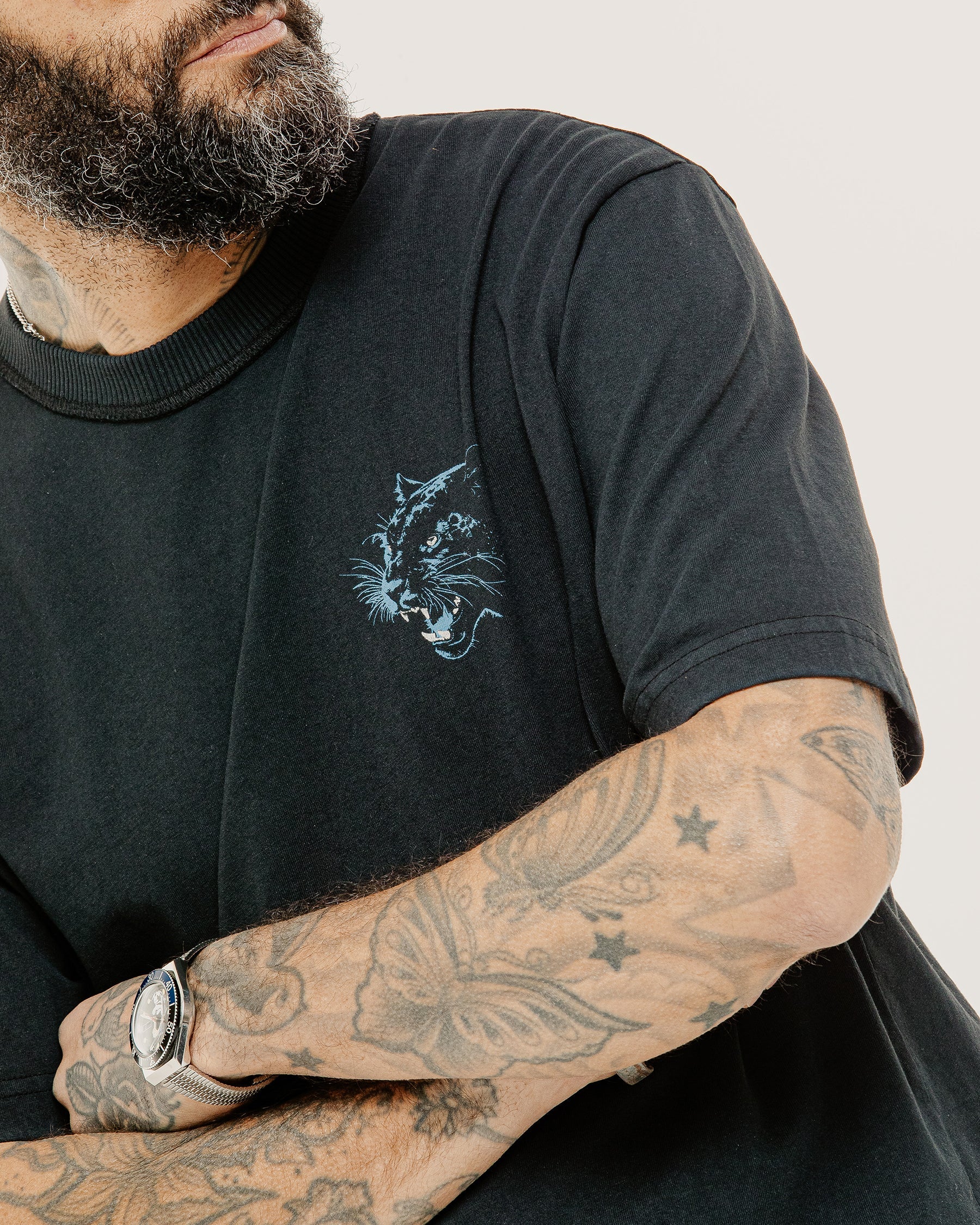 Panther Sports Boxy T-Shirt - Heavy Washed Black - Image 4