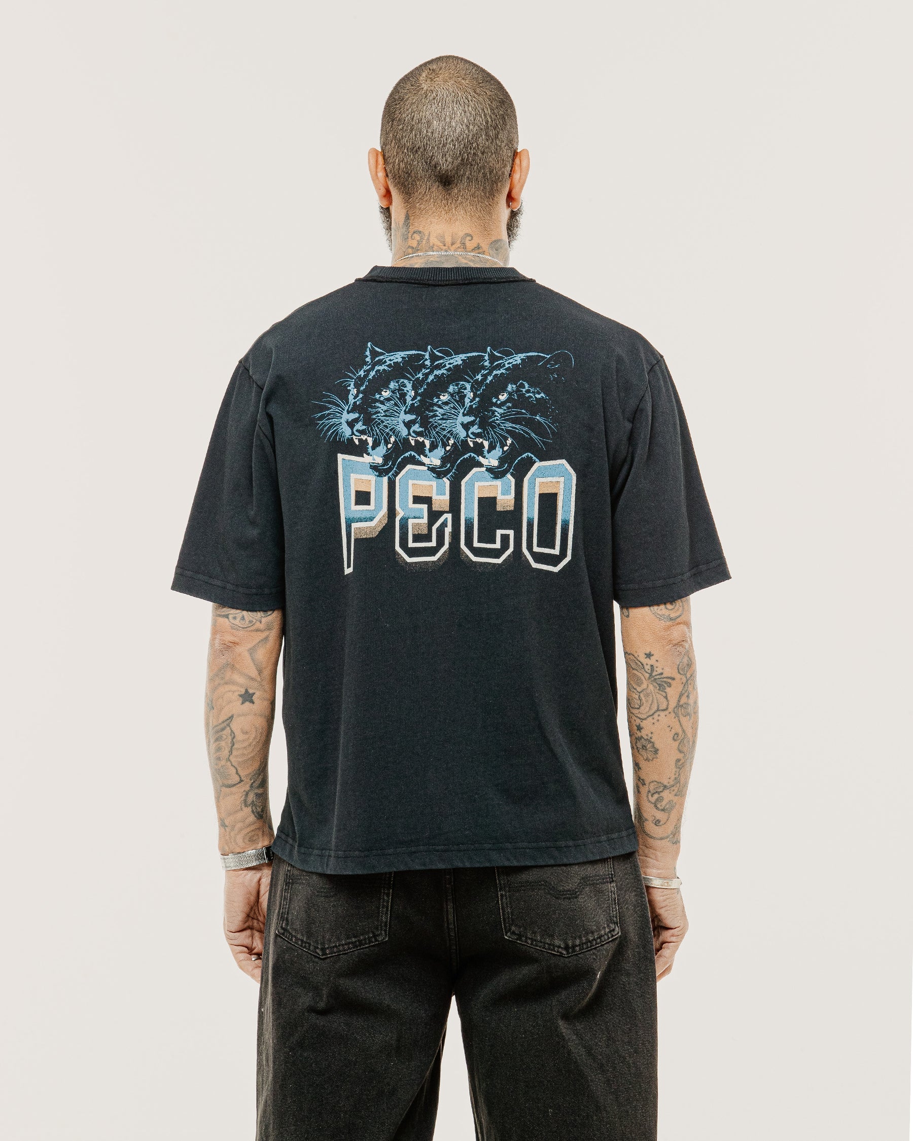 Panther Sports Boxy T-Shirt - Heavy Washed Black - Image 5