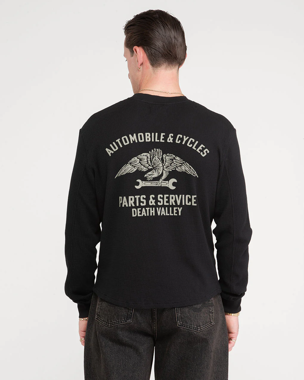 Parts & Service Waffle Longsleeve - Washed Black - Image 3