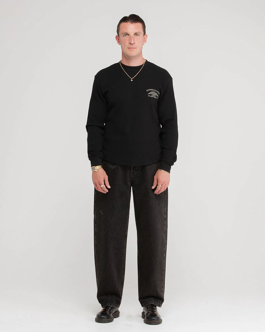 Parts & Service Waffle Longsleeve - Washed Black - Image 6