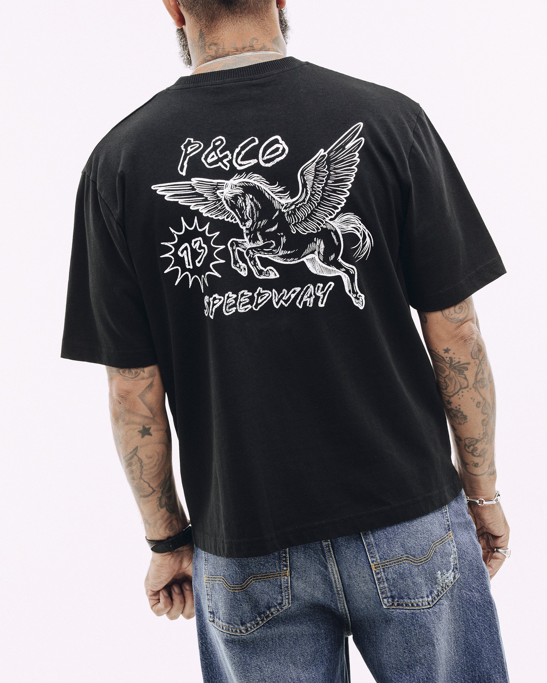 Pegasus Speedway Boxy T-Shirt - Washed Black - Image 6