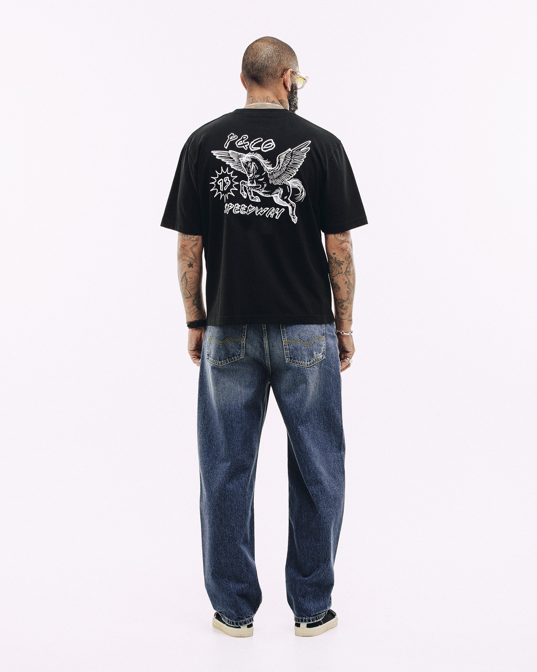 Pegasus Speedway Boxy T-Shirt - Washed Black - Image 7