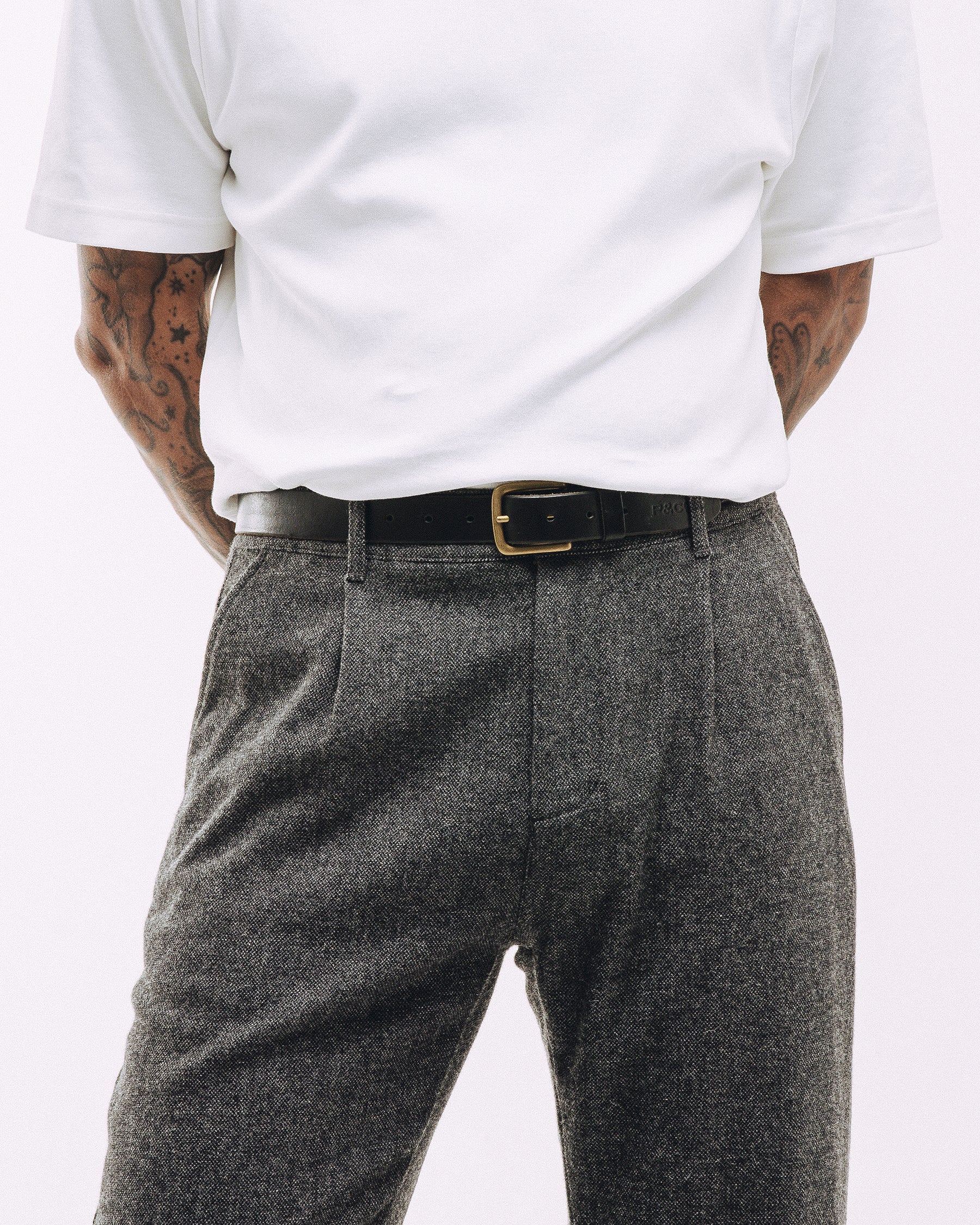 Pleated Station Wool Pant - Charcoal - Image 3