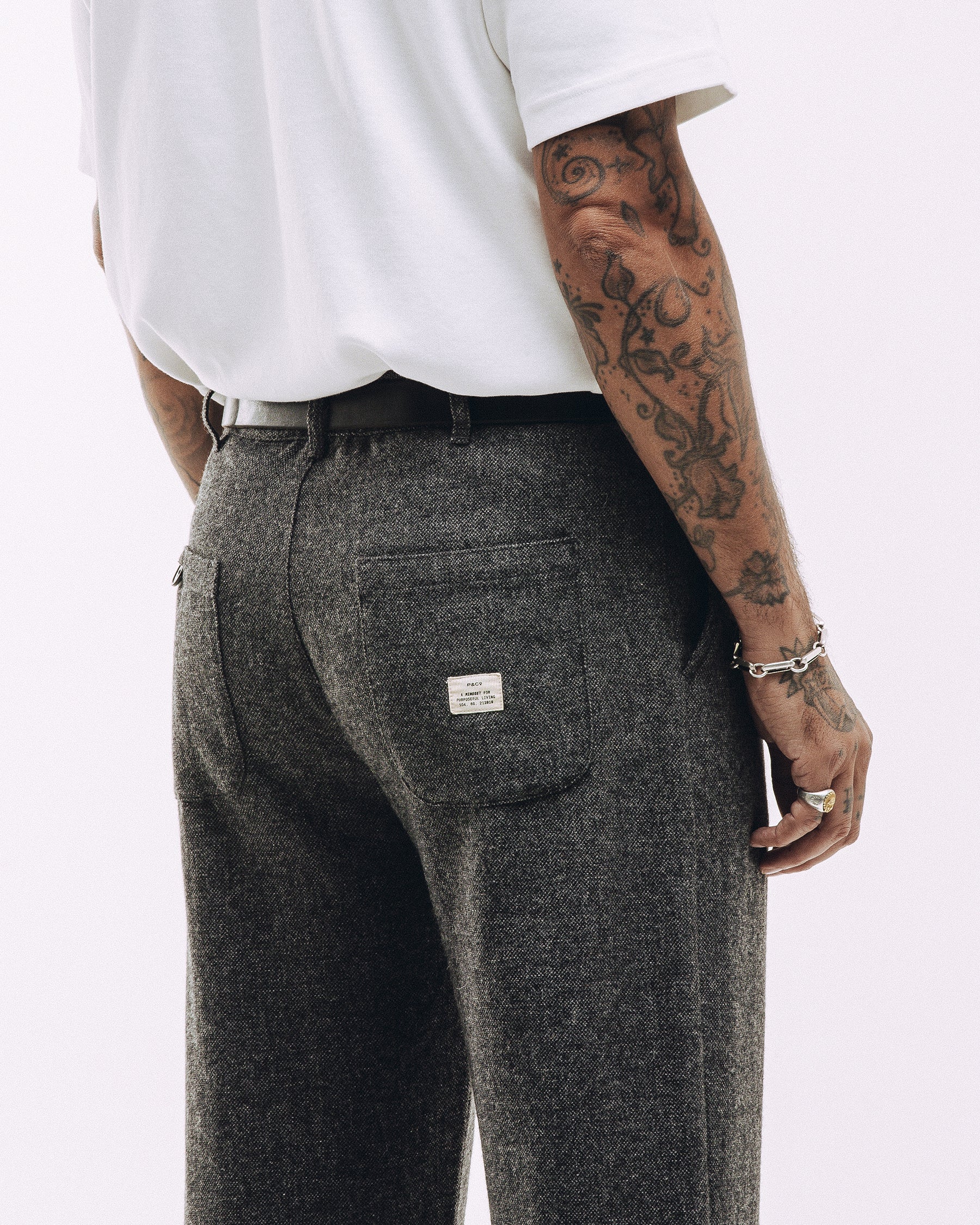 Pleated Station Wool Pant - Charcoal - Image 4
