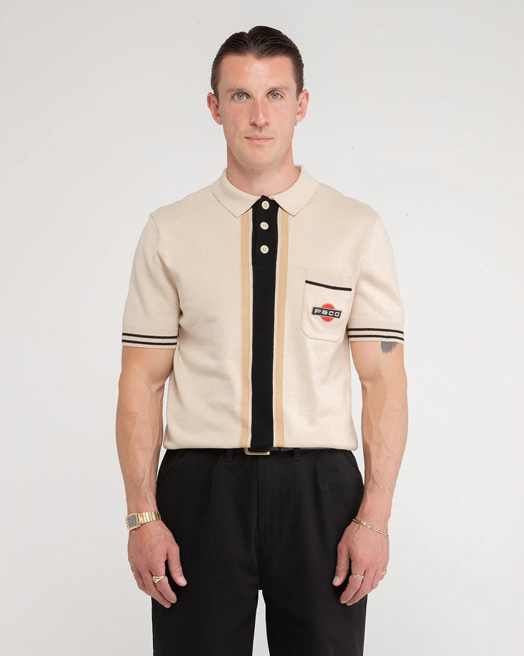 Racing Team Knitted Polo - Stone - Image 5