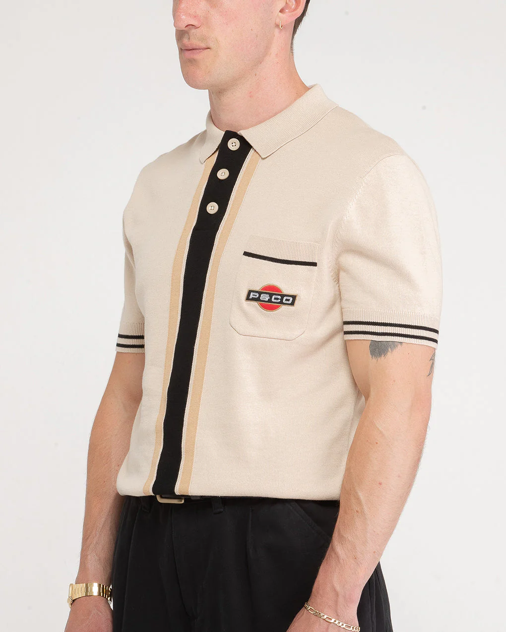 Racing Team Knitted Polo - Stone - Image 6