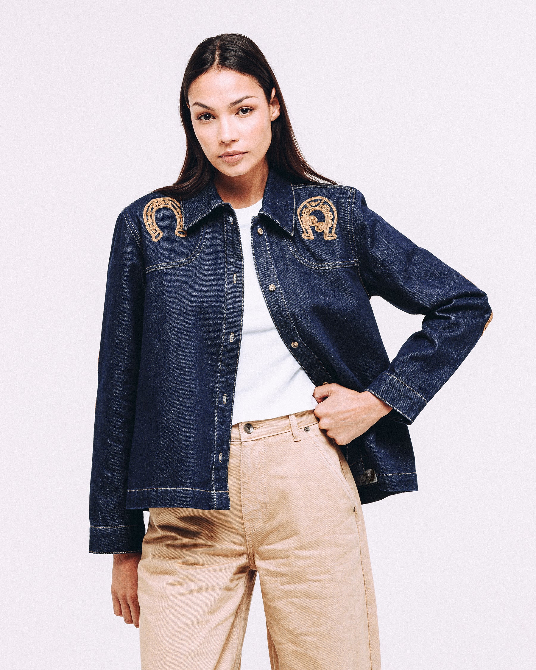 Ryder Embroidered Denim Shirt - Raw Indigo - Image 3