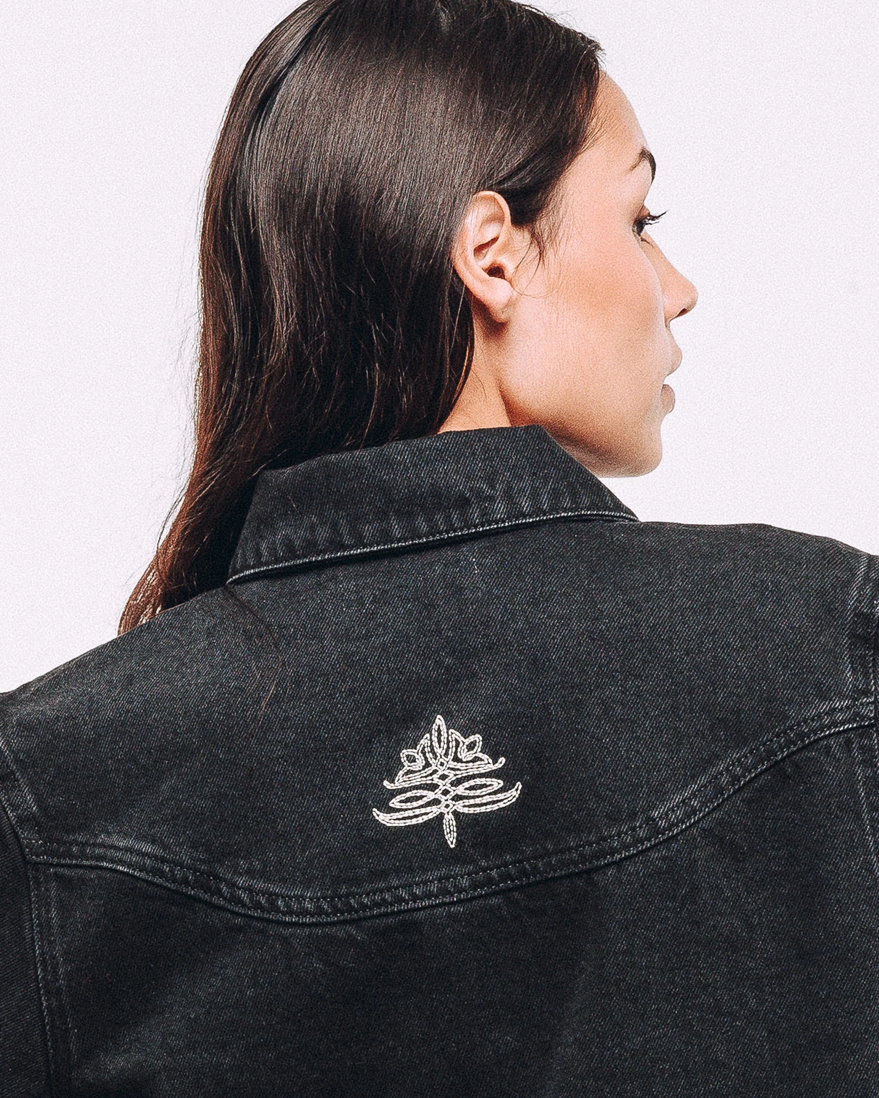 Ryder Embroidered Denim Shirt - Washed Black - Image 3