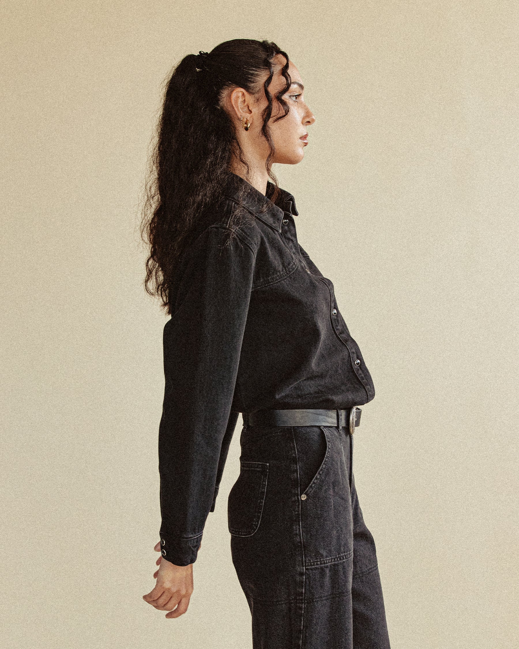 Ryder Embroidered Denim Shirt - Washed Black - Image 6