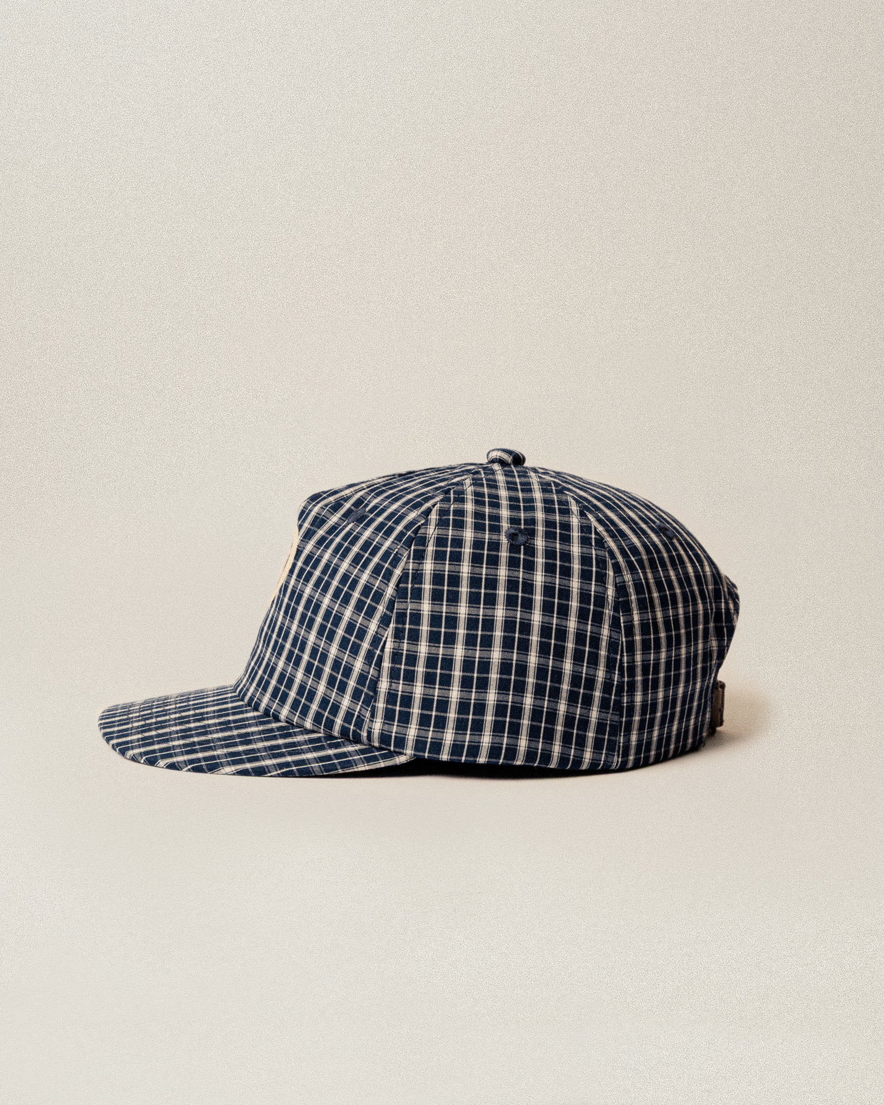 Script Cotton 5 Panel Cap - Navy Plaid - Image 6