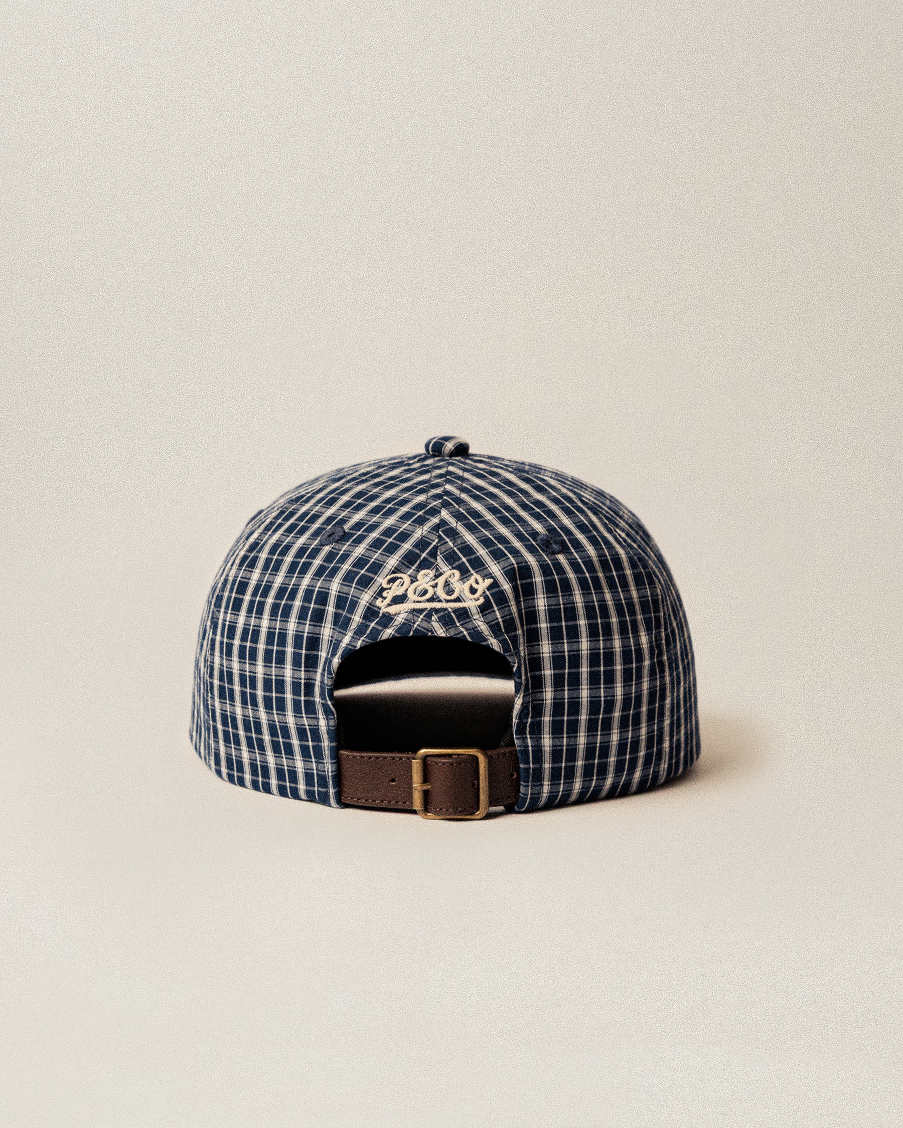 Script Cotton 5 Panel Cap - Navy Plaid - Image 7