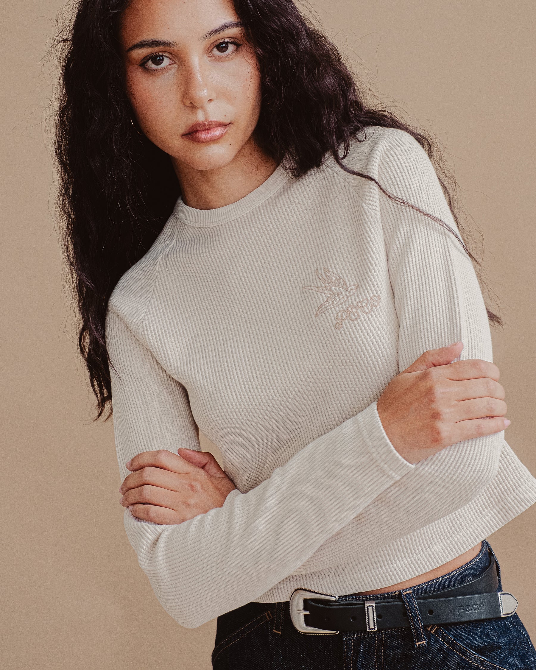 Swallow Ribbed Longsleeve Baby T-Shirt - Oatmeal - Image 3