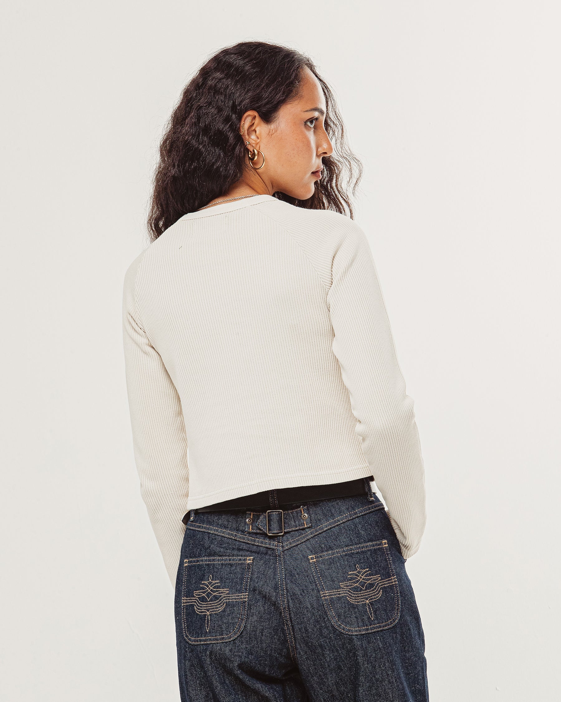 Swallow Ribbed Longsleeve Baby T-Shirt - Oatmeal - Image 4