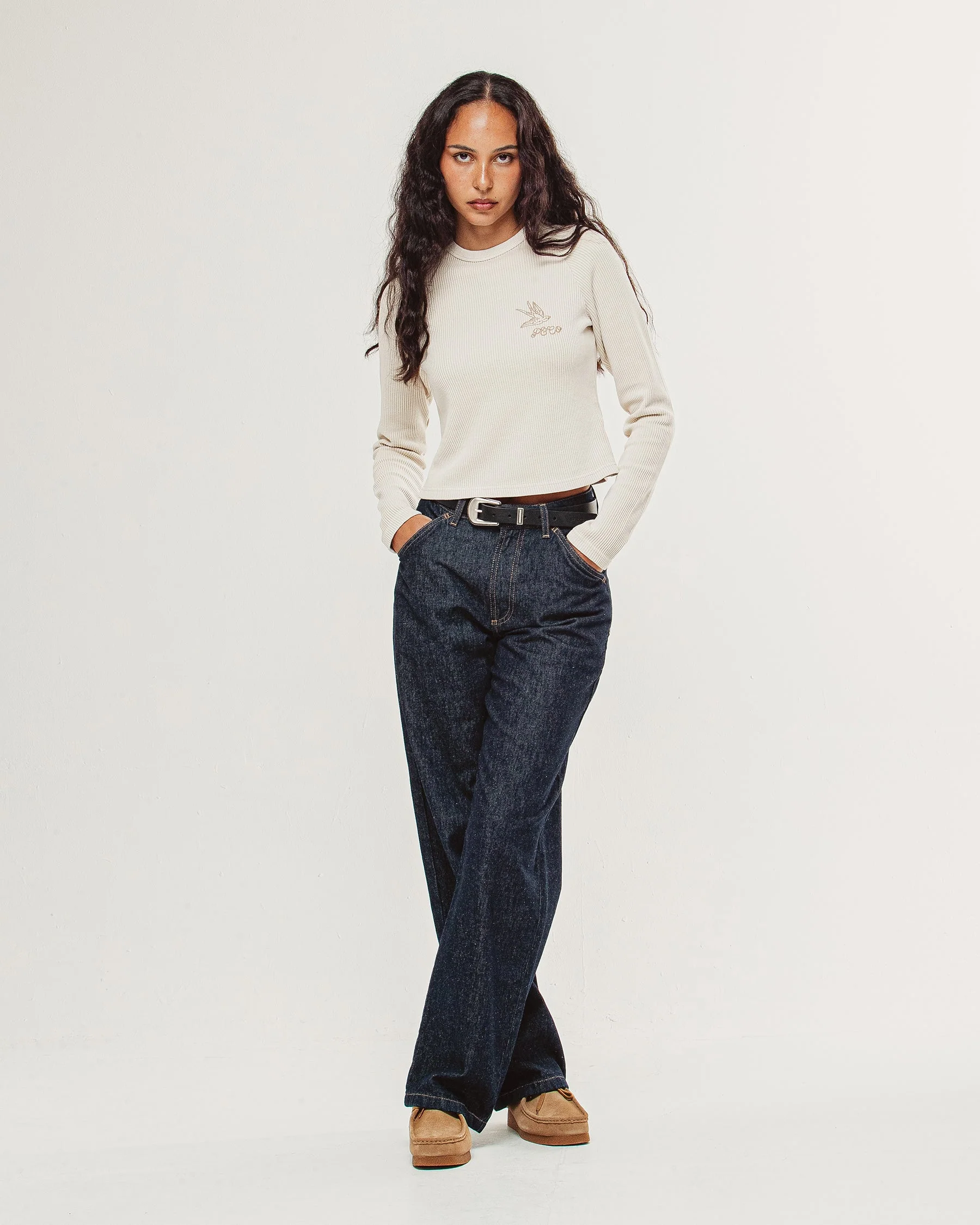 Swallow Ribbed Longsleeve Baby T-Shirt - Oatmeal - Image 5