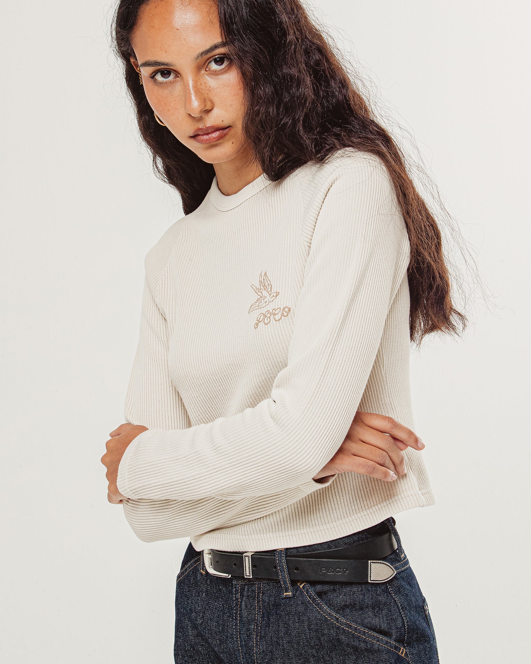 Swallow Ribbed Longsleeve Baby T-Shirt - Oatmeal - Image 7