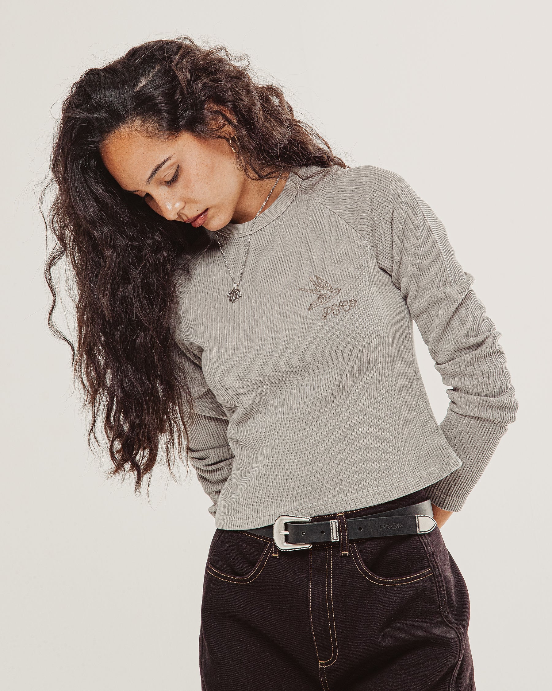 Swallow Ribbed Longsleeve Baby T-Shirt - Taupe
