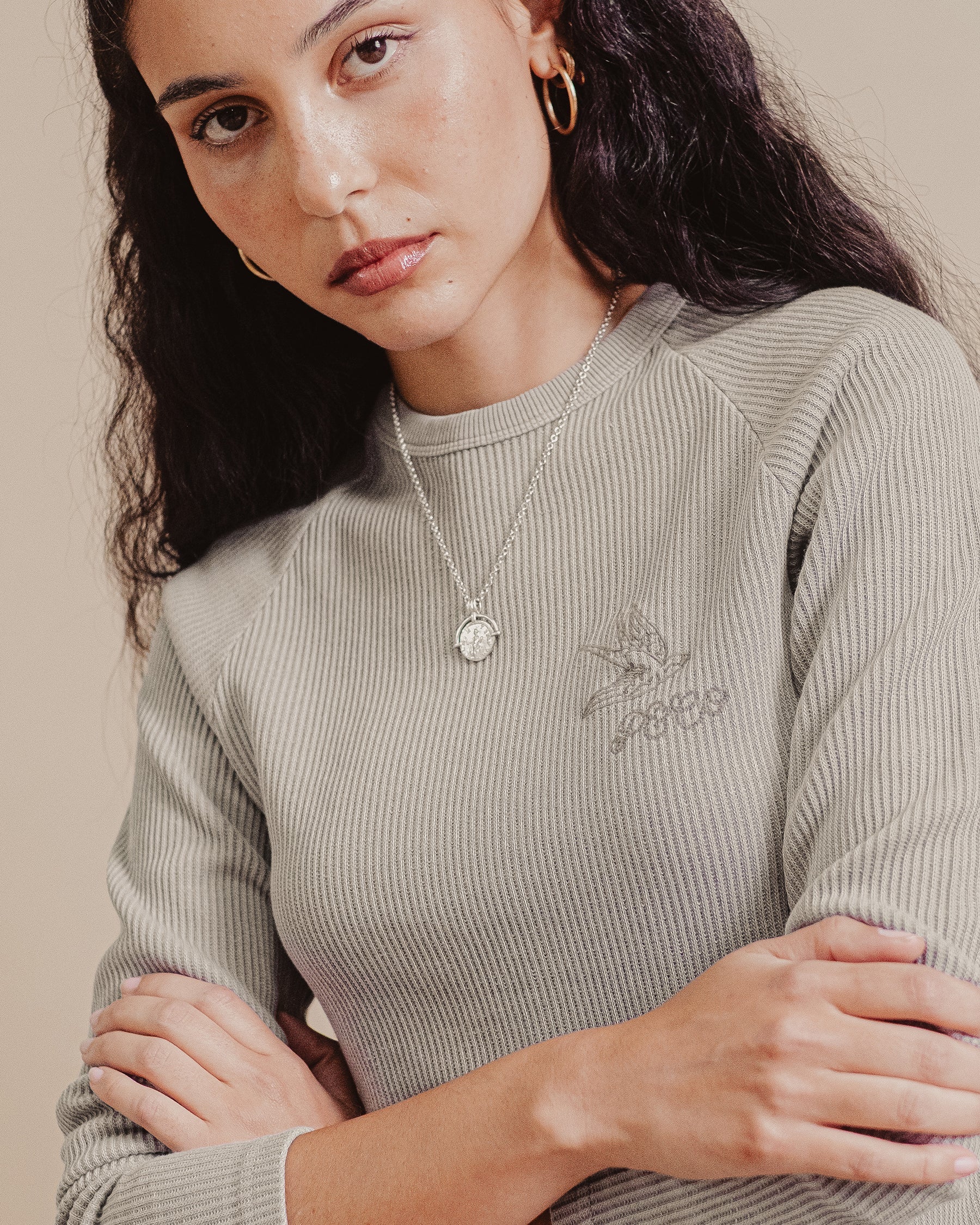 Swallow Ribbed Longsleeve Baby T-Shirt - Taupe - Image 3