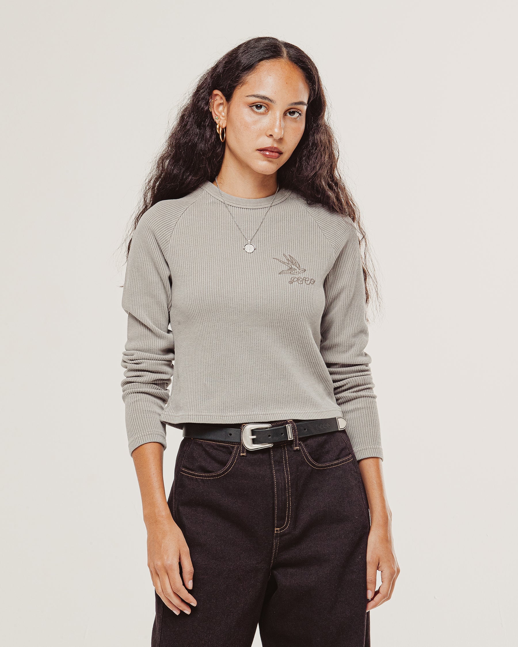 Swallow Ribbed Longsleeve Baby T-Shirt - Taupe - Image 7