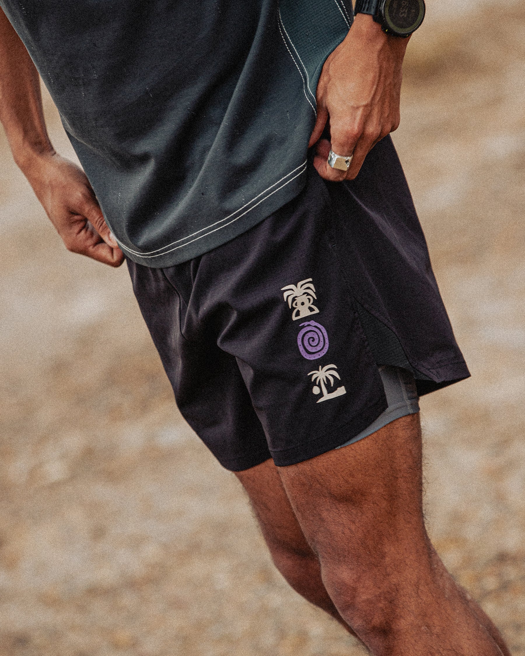 Tropics 2-in-1 Trail Short - Black & Slate - Image 7