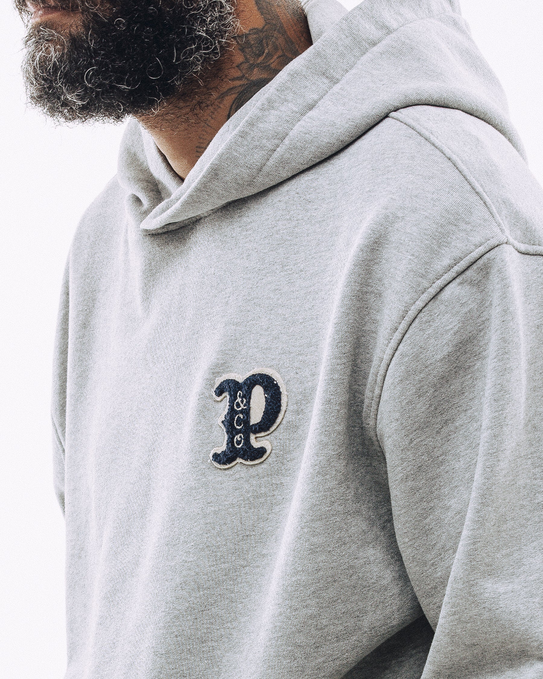 Varsity Heavyweight Hoodie - Grey Marl - Image 3