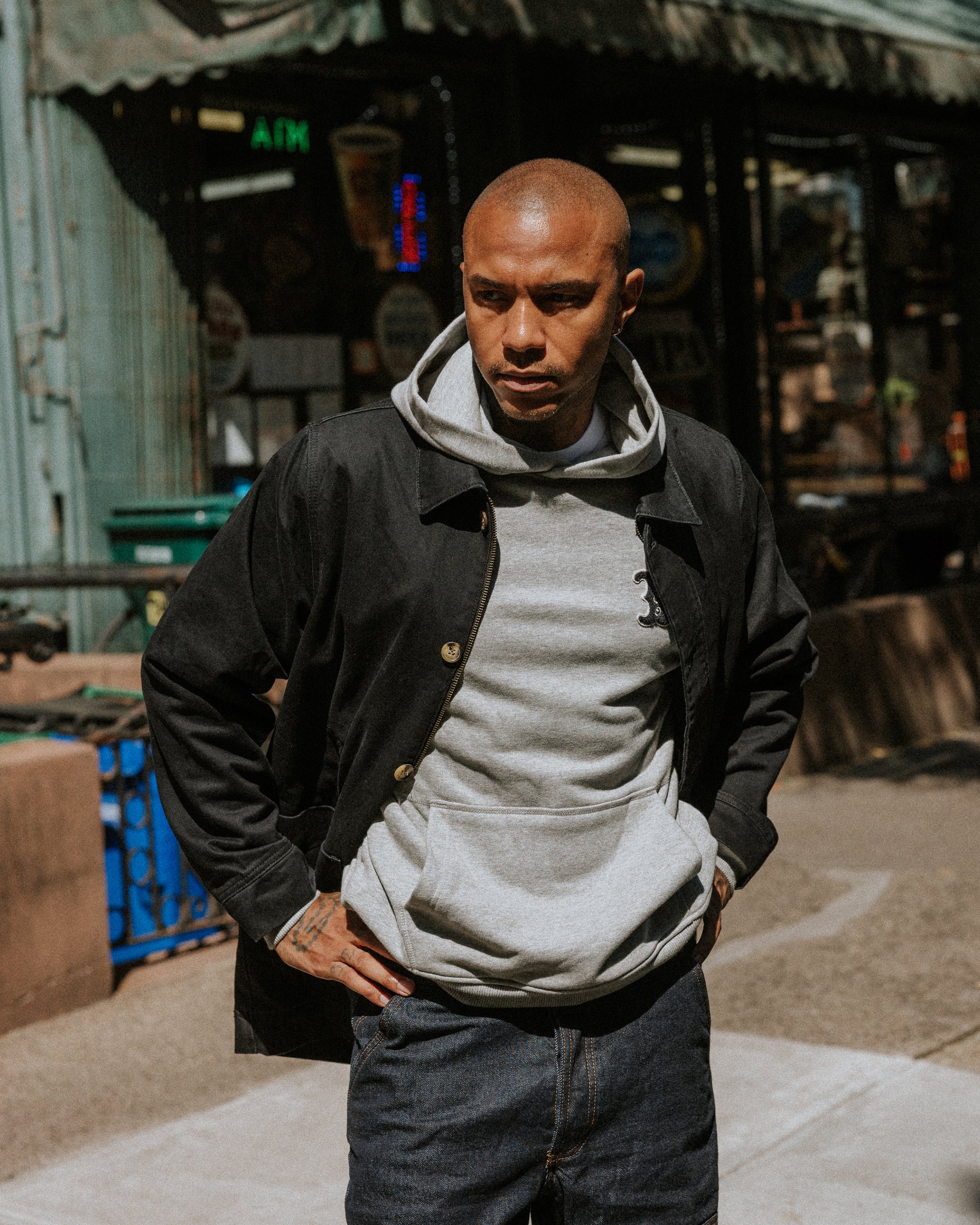 Varsity Heavyweight Hoodie - Grey Marl - Image 4