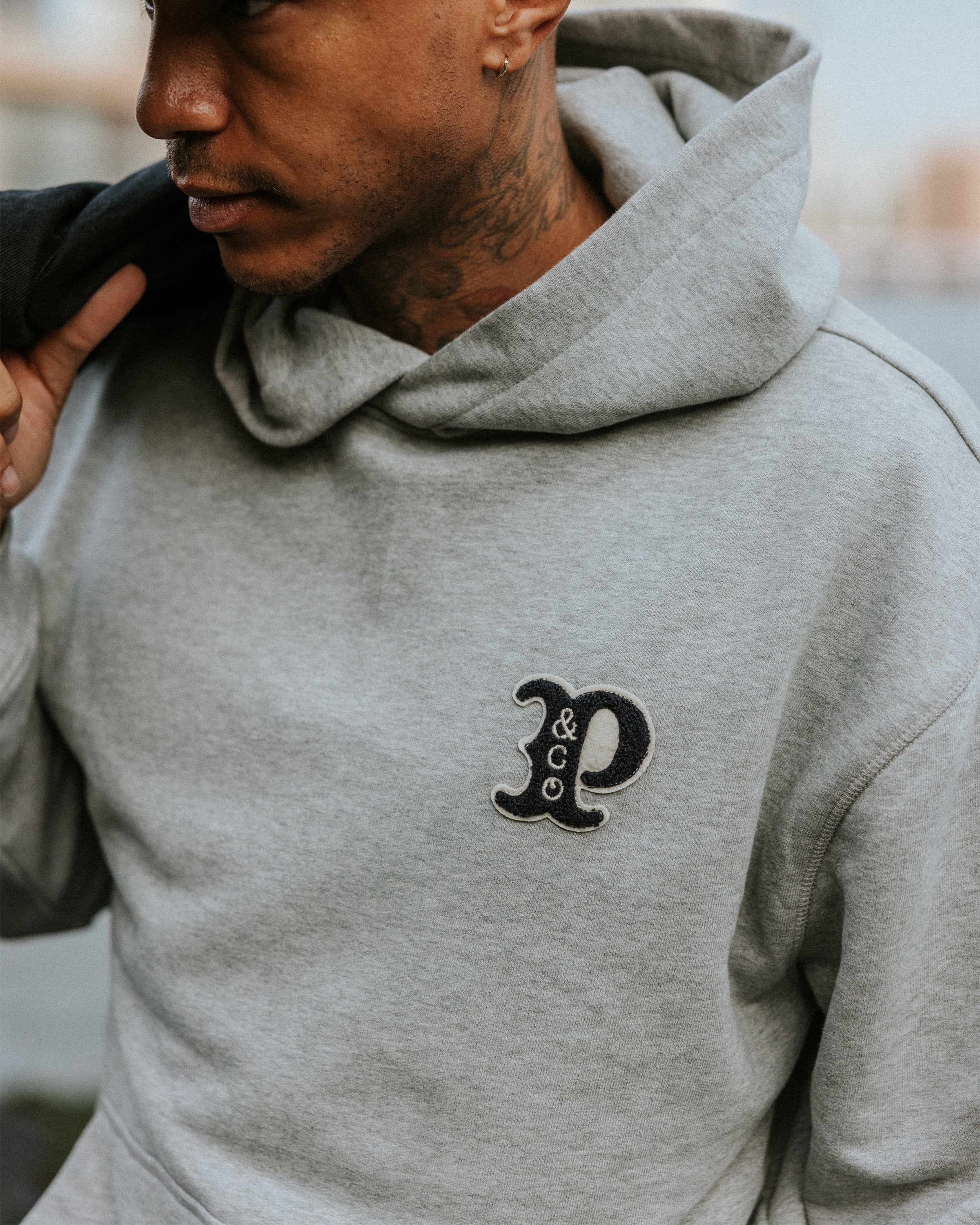 Varsity Heavyweight Hoodie - Grey Marl - Image 6