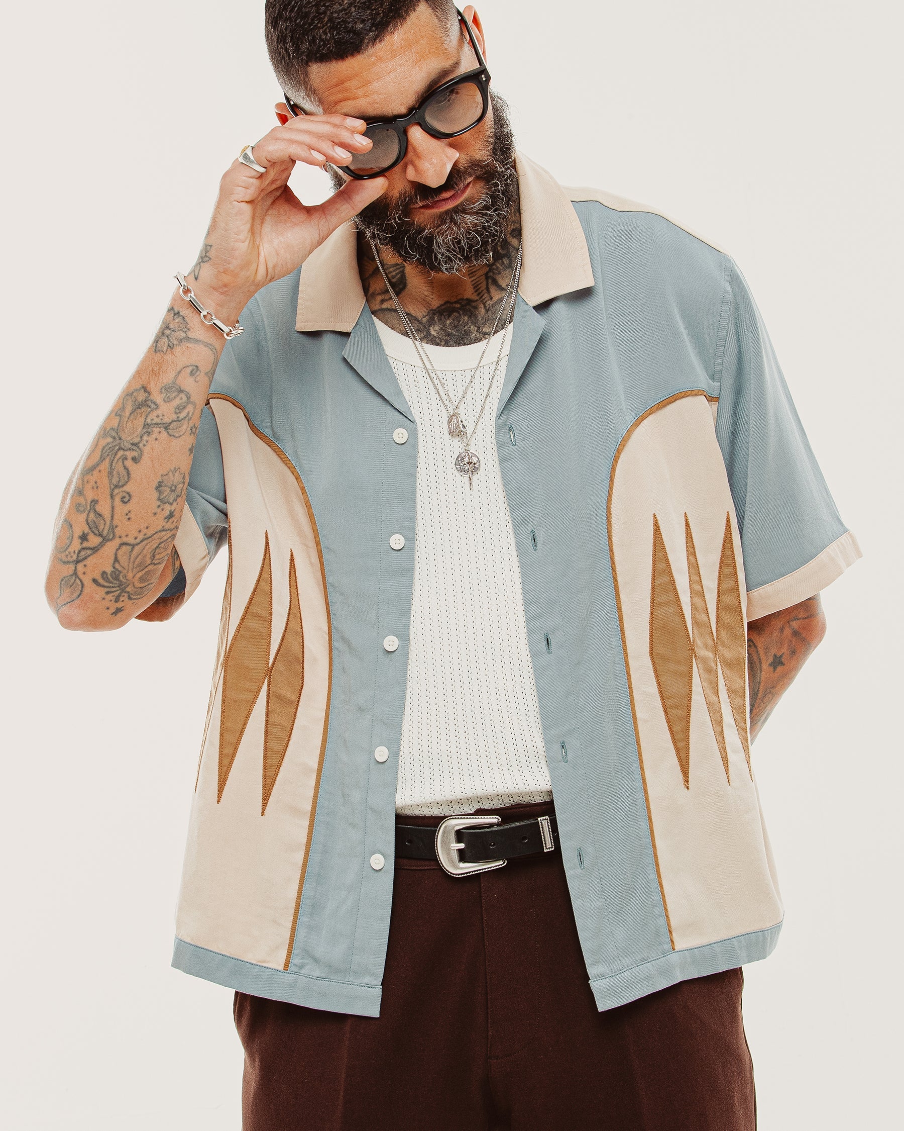 Walter Bowling Shirt - Vintage Blue - Image 3