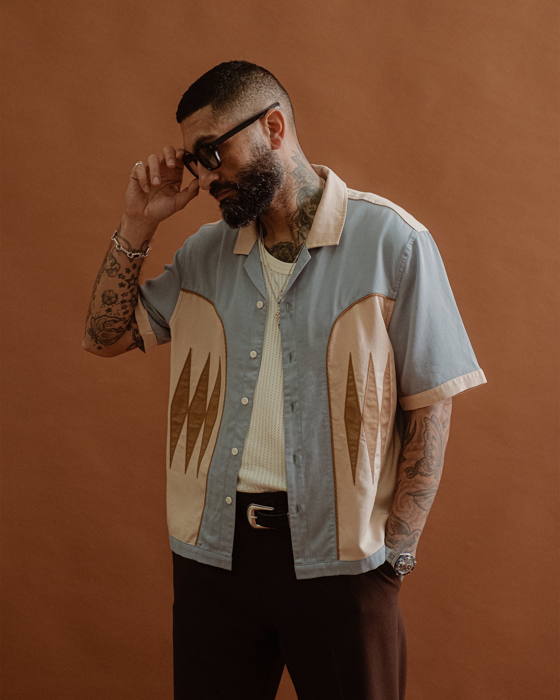 Walter Bowling Shirt - Vintage Blue - Image 6