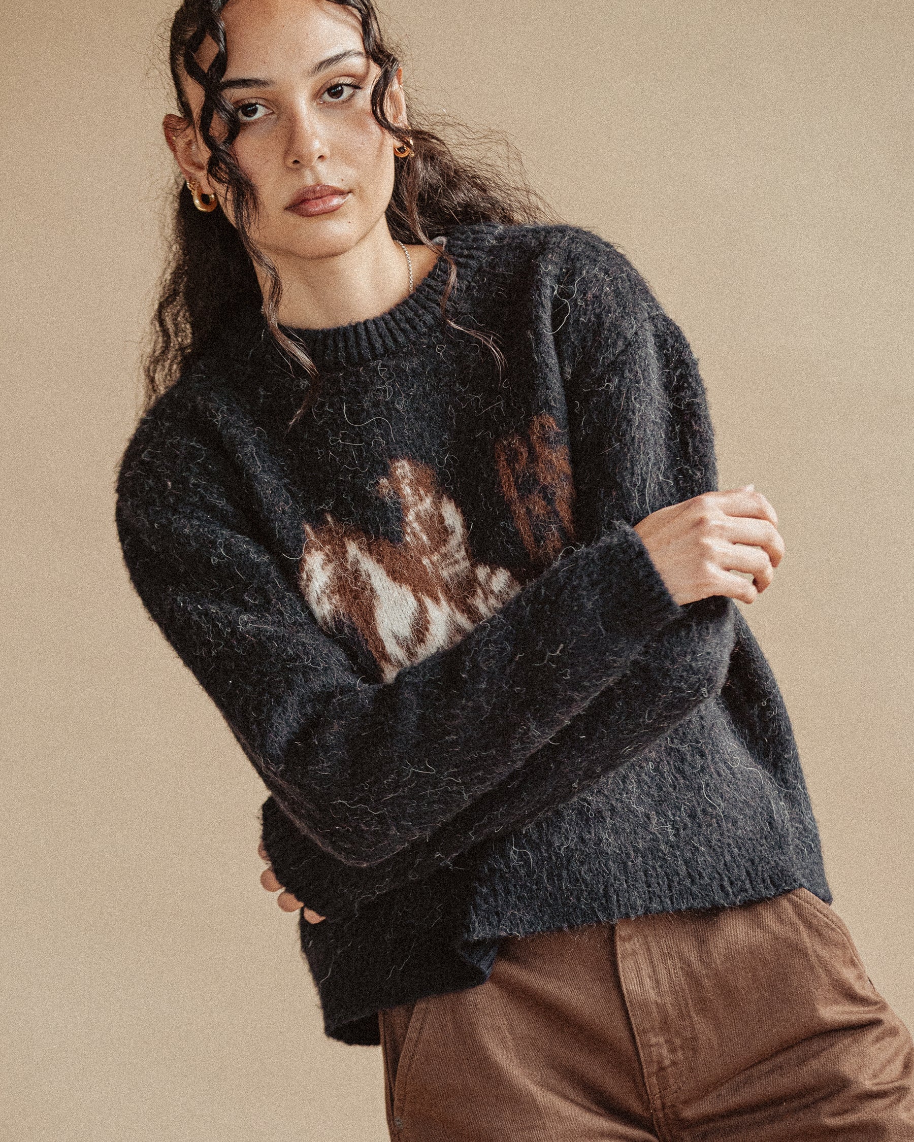 Western Knitted Jumper - Washed Black - Image 3