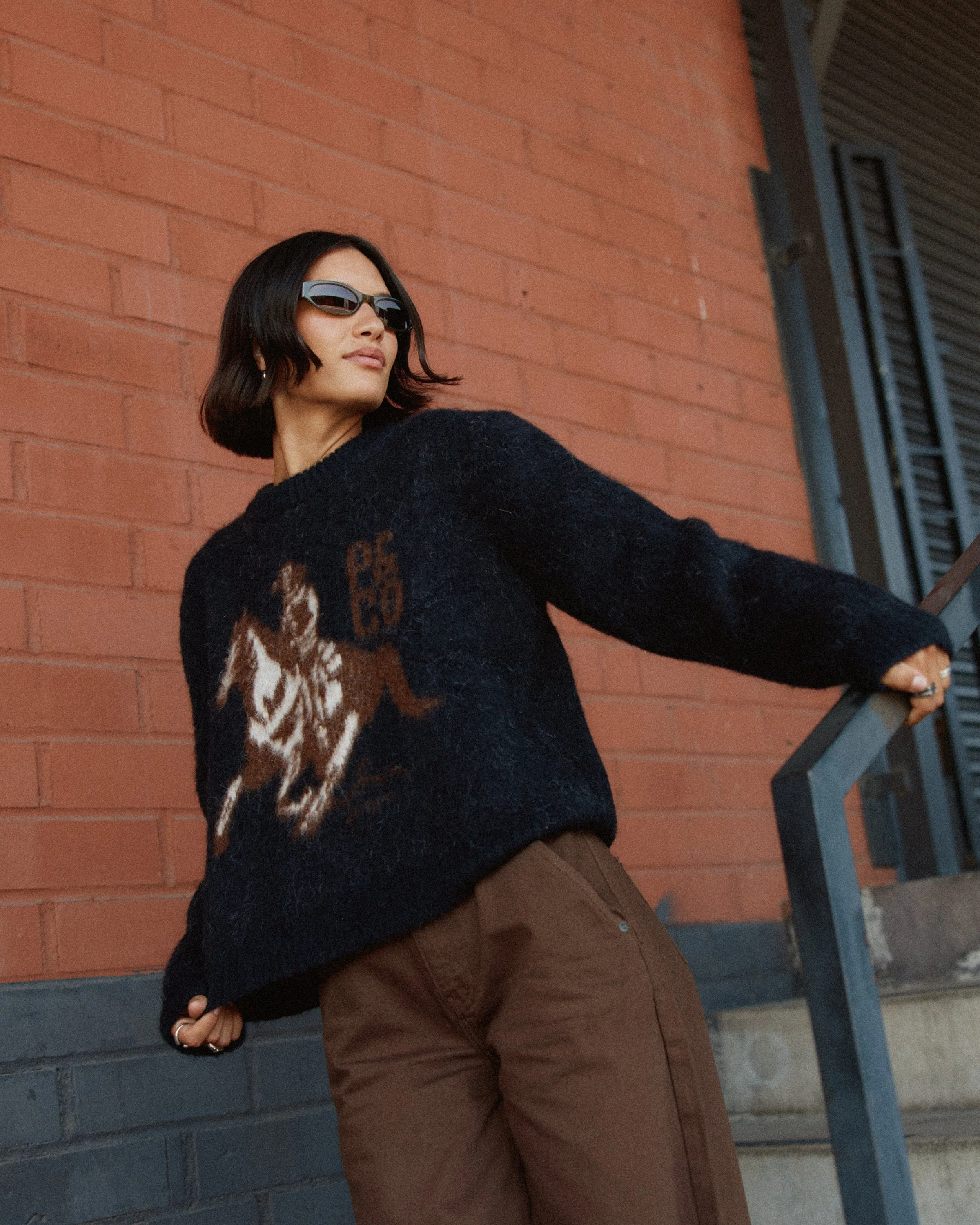 Western Knitted Jumper - Washed Black - Image 8