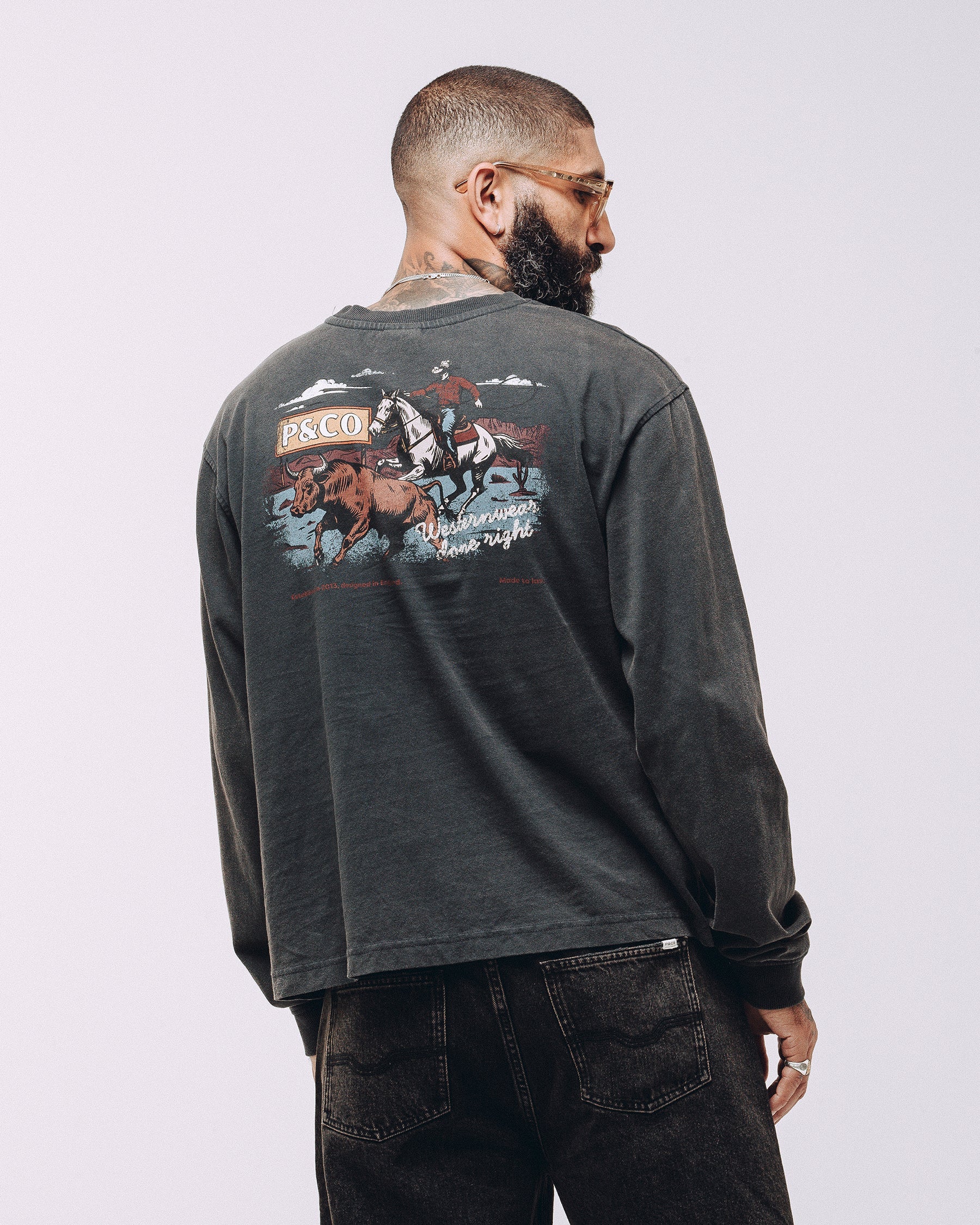 Western Wear Unisex Longsleeve T-Shirt - Acid Wash - Image 3