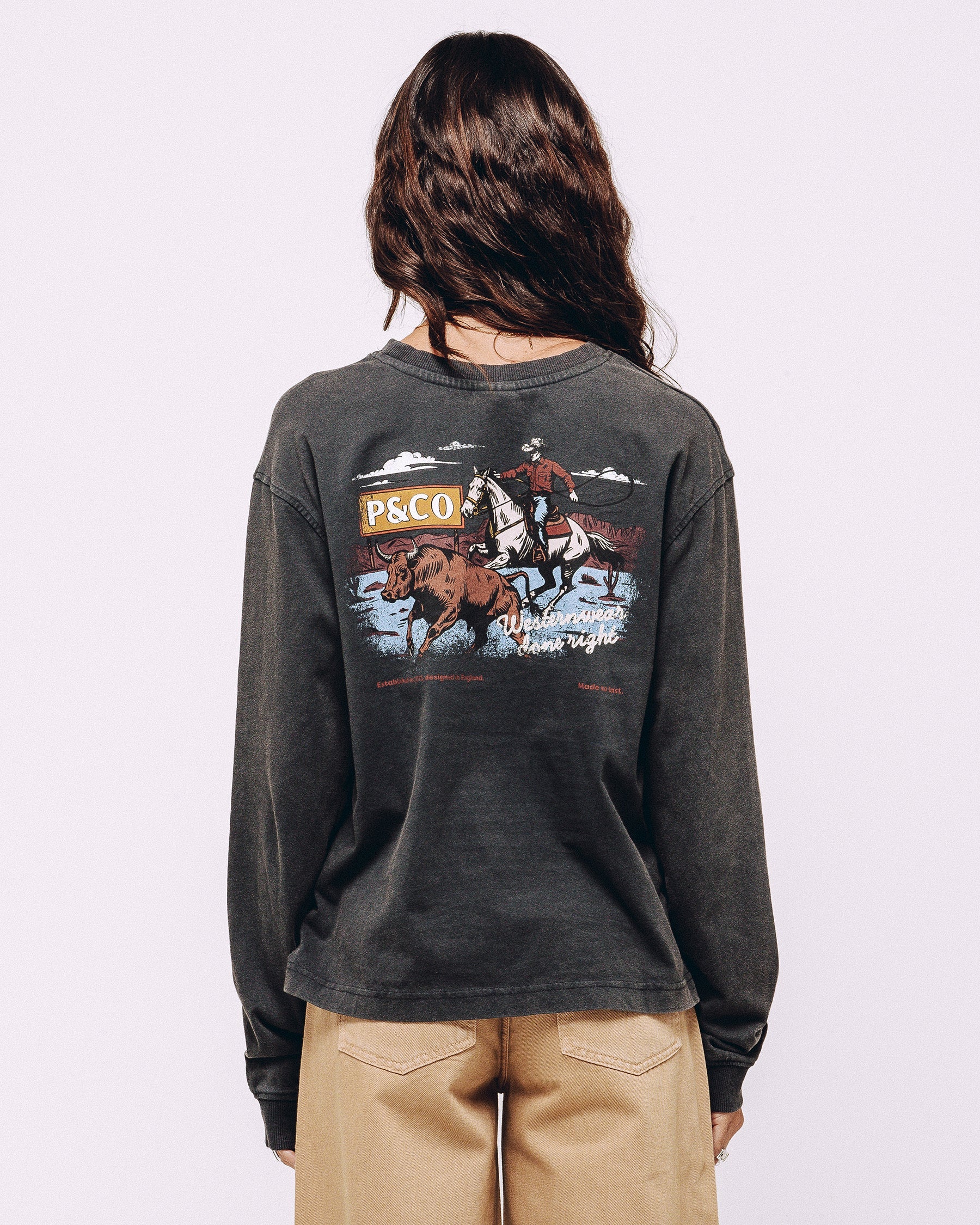 Western Wear Unisex Longsleeve T-Shirt - Acid Wash - Image 7