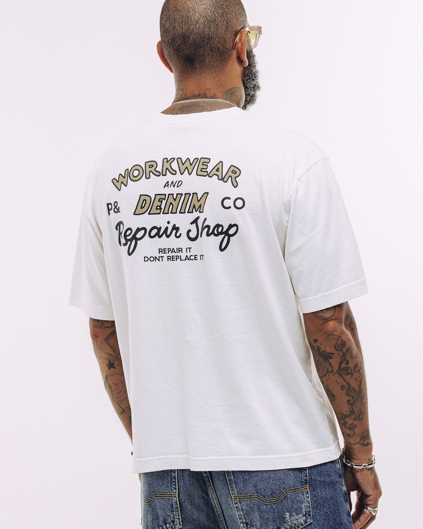 Workwear & Denim Boxy T-Shirt - Off White - Image 3